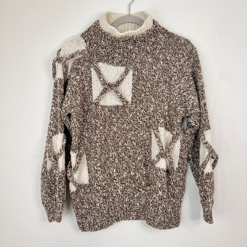 Knitting Needles of Trish Holmes Vintage Marled Knit Sweater Fits S/M